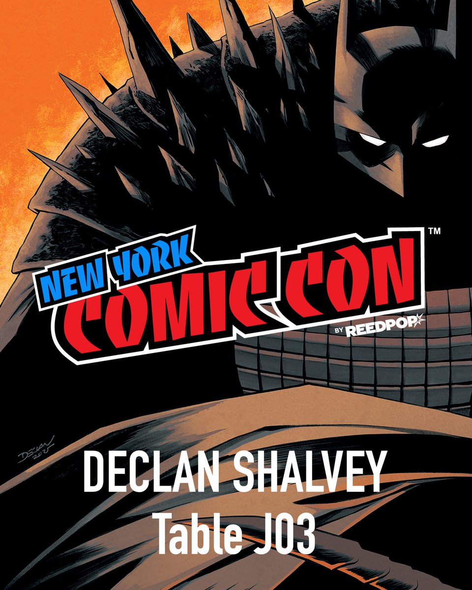 declanshalvey's tweet photo. NYCC is almost upon us!

I’ll be at Table J03 all 4 days signing &amp; sketching unless I’m off getting something to eat or looking for the toilet. Or in some cases: both!

11-2 signing and 3-5 signing every day

Special MUMM-RA signing with Artist @raphalobosco Lobosco 3-4PM Friday https://t.co/ygQWl9ND0n
