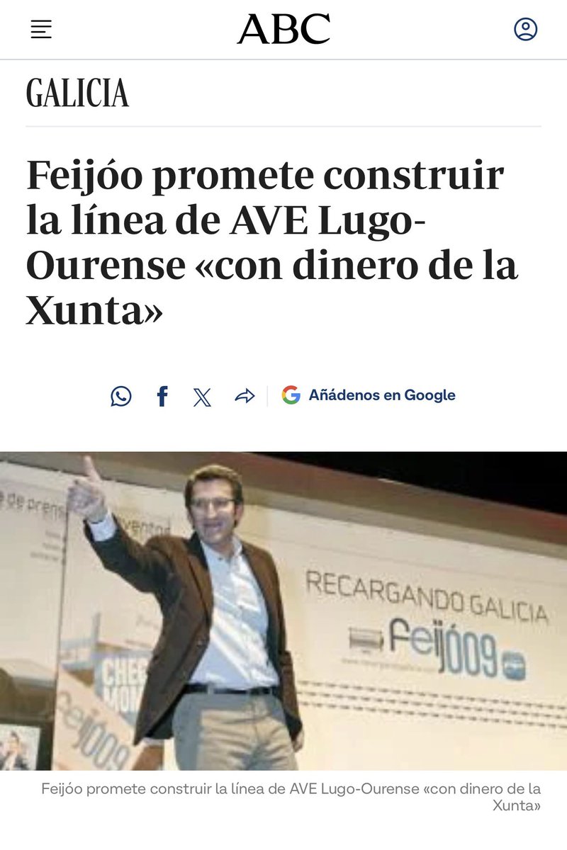 oscar_puente_'s tweet photo. Si. Como cuando prometiste construir el AVE de Lugo a Ourense si te hacían presidente de la Xunta. Año 2009 https://t.co/WC3CvmGyTu