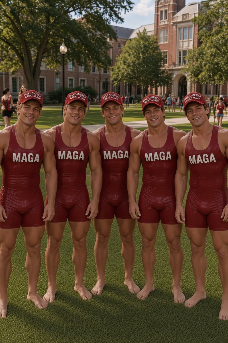 magaizationrp's tweet photo. He was lured to the frat’s home by the means of a rare trade card. Instead, the redpilling hat was put on him… now he sees the world much more clearly, wearing the hat and rubber singlet proudly wherever he goes. https://t.co/AtfYry3jkW