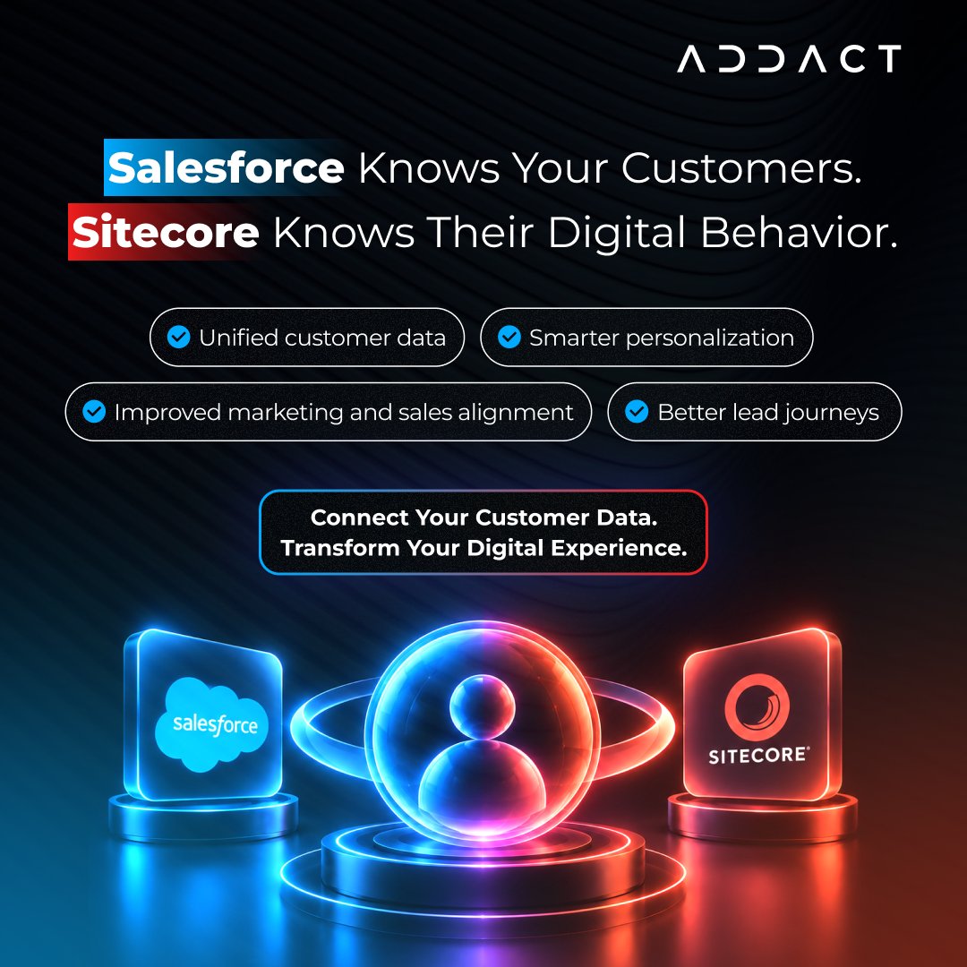 AddactTech's tweet photo. 𝐒𝐚��𝐞𝐬𝐟𝐨𝐫𝐜𝐞 𝐤𝐧𝐨𝐰𝐬 𝐲𝐨𝐮𝐫 𝐜𝐮𝐬𝐭𝐨𝐦𝐞𝐫𝐬. 𝐒𝐢𝐭𝐞𝐜𝐨𝐫𝐞 𝐤𝐧𝐨𝐰𝐬 𝐡𝐨𝐰 𝐭𝐡𝐞𝐲 𝐞𝐧𝐠𝐚𝐠𝐞. Connect your customer data. Transform every digital experience: https://t.co/lD0u8zwoQp
#Salesforce #Sitecore #DigitalTransformation #Addact https://t.co/ihqWCJzEmO