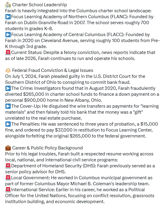 MyHandleNo's tweet photo. @WallStreetApes And guess who founded the Charter School!!! 👇
Founded by Abdirizak "Abdi" Y. Farah, who has 2024 federal bank fraud conviction related to misusing school funds.  Oh, but there's MORE.... https://t.co/65AERZgjVO
