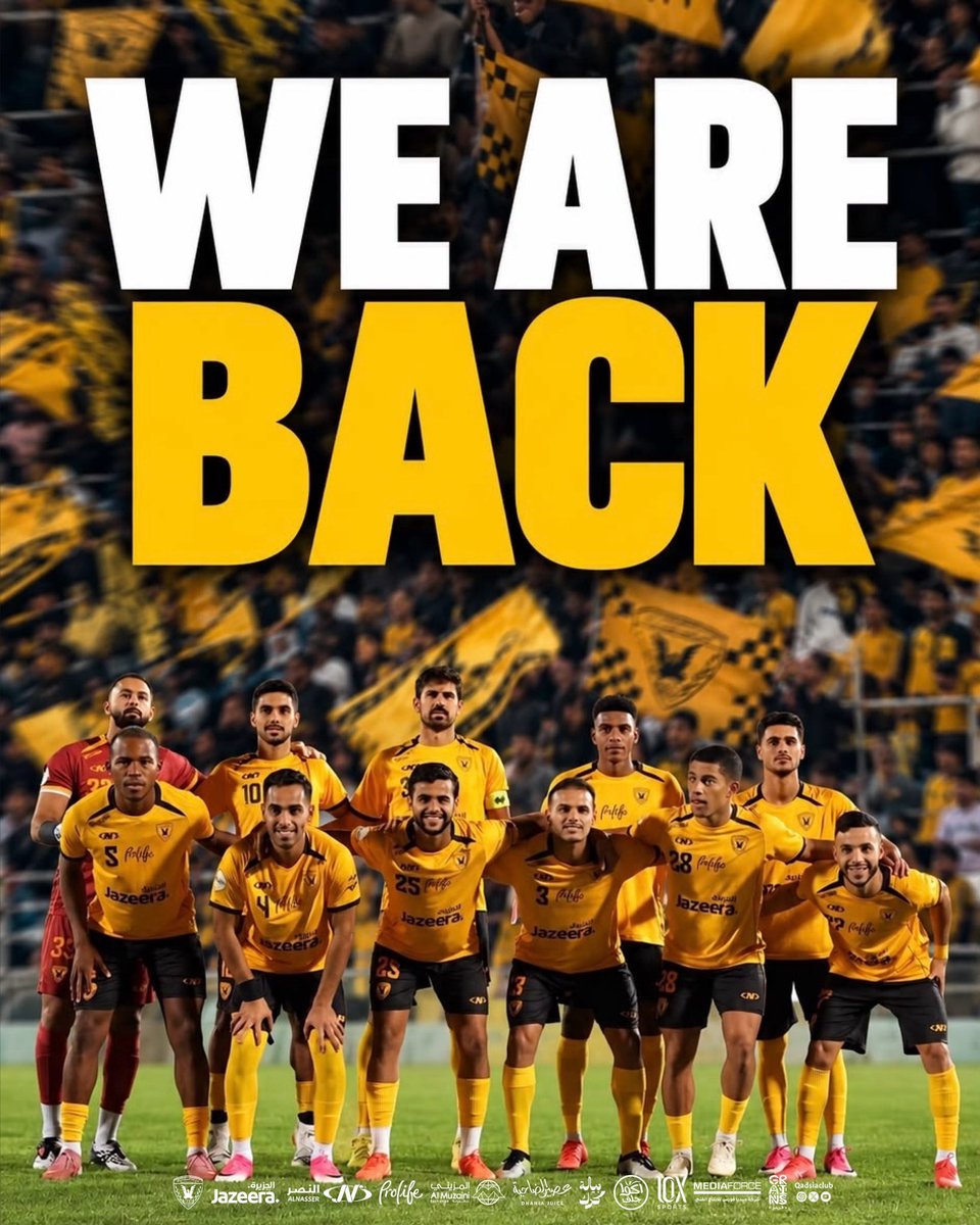 QadsiaClub's tweet photo. WE ARE BACK 💛
عودة أصفرنا 🔙 عودة الحياة https://t.co/o85AooNxA7