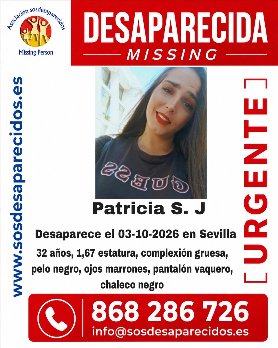 sosdesaparecido's tweet photo. 🆘 DESAPARECIDA
#España #sosdesaparecidos #Desaparecido #Missing  #Sevilla 
Síguenos @sosdesaparecido https://t.co/ve9NYmuNKt