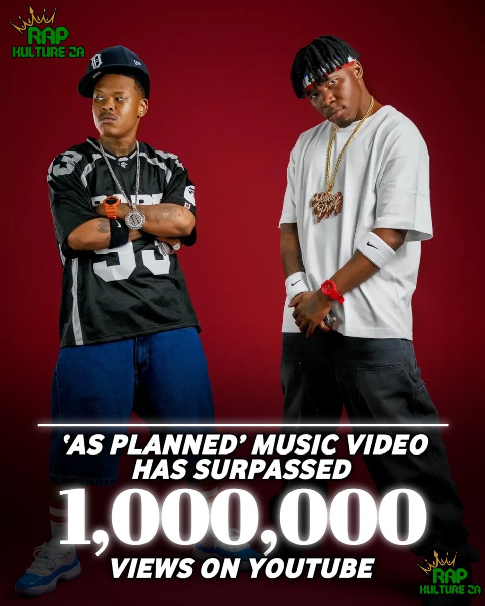 rapkulture_za's tweet photo. CONGRATULATIONS 🎉✨ 

‘AS PLANNED’ music video from NASTY C &amp; TELLAMAN joint album has surpassed 1 MILLION Views on YouTube 🔥🔥🔥 https://t.co/v6NzrQXcQP