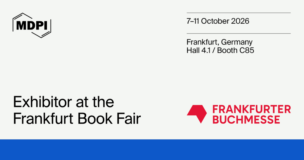 MDPIOpenAccess's tweet photo. We are pleased to share that MDPI will be an exhibitor at the 2026 Frankfurter Buchmesse 📚

Visit Hall 4.1/Booth C85 to discuss OA publishing and how we can support authors, institutions and publishing partners with the MDPI team 🌟

Find out more: https://t.co/OJjT7PI3Md https://t.co/e166t8NW4Y