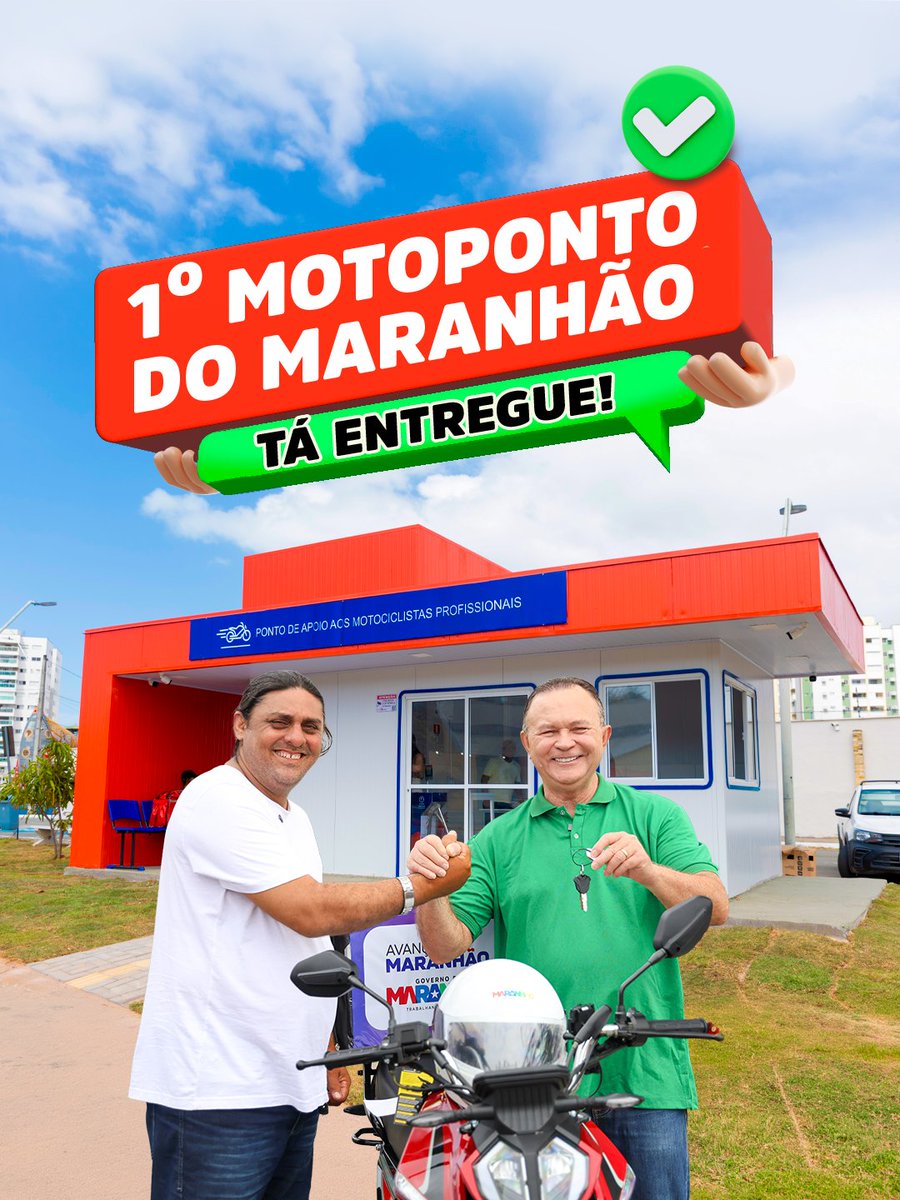 carlosbrandaoma's tweet photo. O primeiro MotoPonto do Maranhão tá entregue! 🏍️🏪

Com banheiro, refeitório, internet e bebedouro, o ponto de apoio para os motociclistas profissionais instalado na Lagoa da Jansen vai garantir mais dignidade e conforto para quem trabalha sobre duas rodas. E o próximo já tem endereço: Cohama, nos próximos dias! 💨 Essa é mais uma entrega da gestão que mais trabalhou pela categoria no estado 🫶🏻