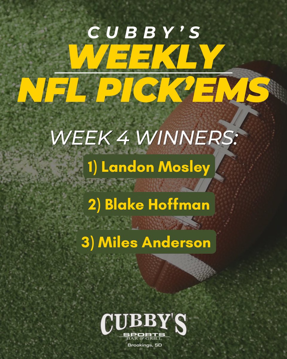 CubbysBrookings's tweet photo. Some teams are still undefeated.
These guys are just really good at picking. 😂
Congrats, Week 4 winners! https://t.co/1RVIDHUU3P