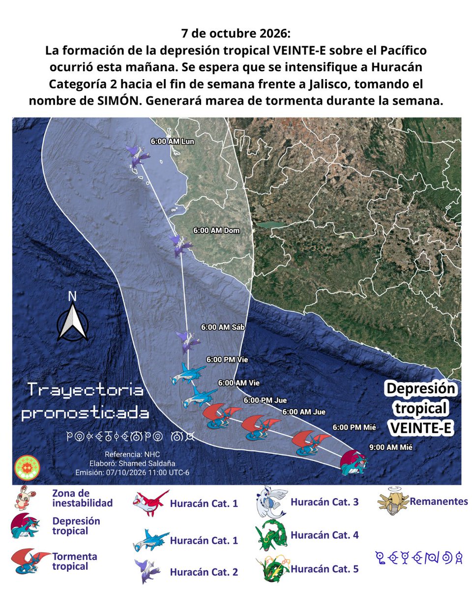 poketiempo_mx's tweet photo. #FelizMiércoles 
🌀🌀🌀Tenemos OOOTROS dos ciclones tropicales: tormenta ISAIAS y depresión VEINTE-E que próximamente se llamará SIMÓN. 
⛈️Es más fácil decir en dónde no habrá lluvia: Sinaloa, las Baja Californias, Sonora, Coahuila, Nuevo León, Tamaulipas y SLP.
🛰️: @meteoredmx https://t.co/jxnC5iEAxW