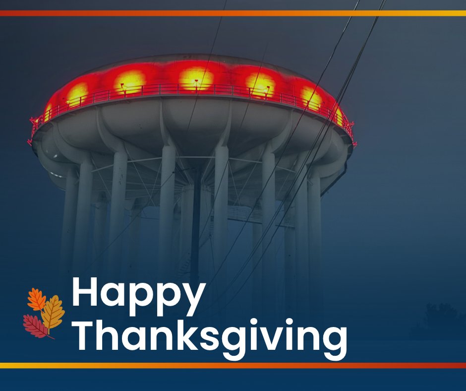 ENWINUtilities's tweet photo. 🍂 Happy Thanksgiving!

Today, the Hanna Water Tower will rotate through autumn colours in celebration of the season.

ENWIN offices are closed for the holiday. To report a hydro or water outage or emergency, call our 24/7 emergency line: 519-255-2727. https://t.co/62UL8RCYwn