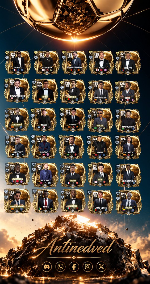 Antinedved's tweet photo. ⚽️Concepto de cartas para los 30 nominados al Balon de Oro con un hipotetico aumento de GRL!🪙

@_thetonyg_ @tutiofifa @Mr_Believer1810 @newcomerFM @enzo_tamaboshi @FirstHalfYT @HDWolvie @2EMESYT @legas1710 @XiRoOn_7
#FCM #FCMobile https://t.co/4fUWMlmyM2