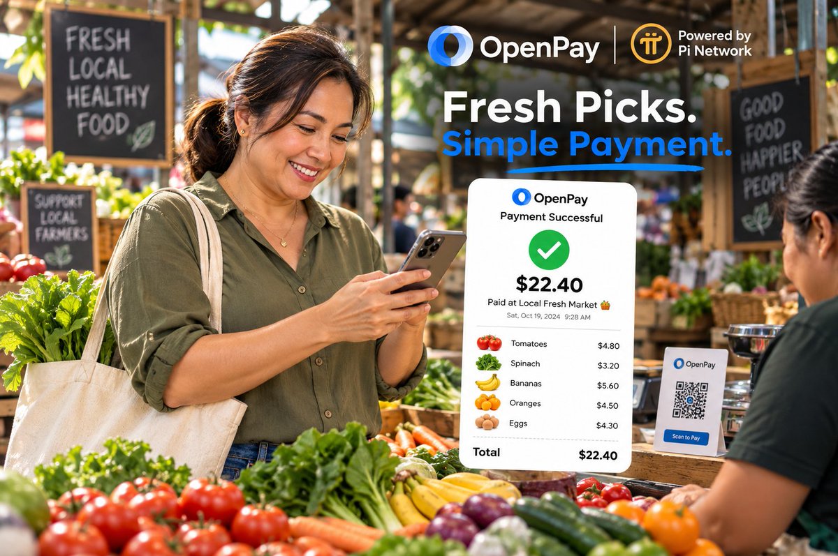 OpenPayTeam's tweet photo. 🥬 Fresh Picks. Simple Payments.

From local markets to everyday essentials, OpenPay makes paying simple and convenient. Scan, pay, and keep moving—all powered by Pi Network.

Support local. Pay with OpenPay.

https://t.co/dKD9ltz5Bb

#OpenPay #OUSD #PiNetwork #Pi #OpenUSD https://t.co/MR5h3wn4lJ