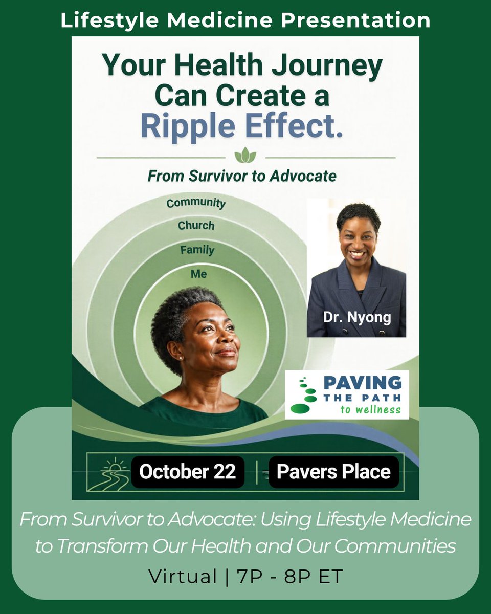 pavingwellness's tweet photo. What if your health journey could help transform someone elseβs?
Join us Oct. 22 for From Survivor to Advocate, exploring how lifestyle medicine can move from personal change to community impact.
π
Oct. 22
ποΈ Register https://t.co/vanGUUiDsz
#LifestyleMedicine #Pavingwellness https://t.co/mt6aRbtgz8