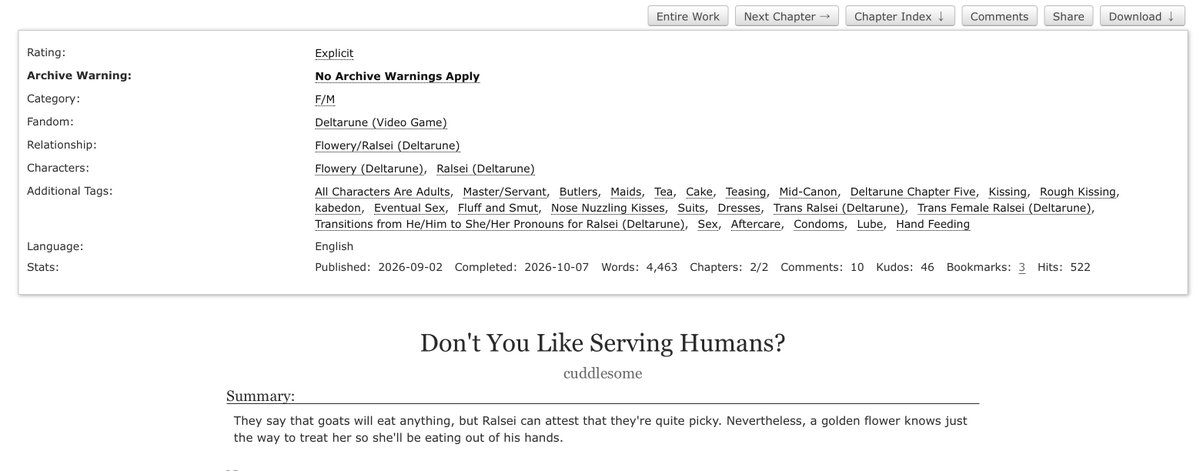 cuddlesomeone's tweet photo. this fic was not written with the intention of being included in floswei week but it does fit, so! here it is. it is E-rated so please mind the tags #deltaruined #フララルウィークR18_2026 #FlowseiWeekR18_2026
https://t.co/82UxU7M0m1 https://t.co/u7EUTDdmXj