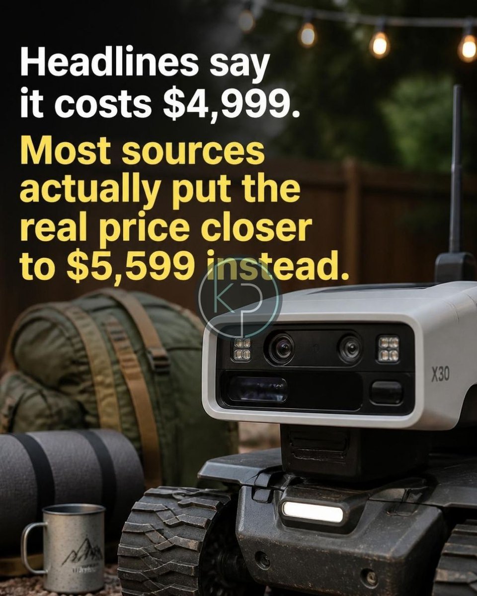 forty4audio's tweet photo. Is that trash-compactor-looking robot everyone's posting actually a security camera in disguise? Yes. It follows you around the yard, hauls your gear, quietly patrols your property with a camera built in. It's called the W1. 
 
🔗 https://t.co/n8YjcZuluQ https://t.co/k2iCQnma3O
