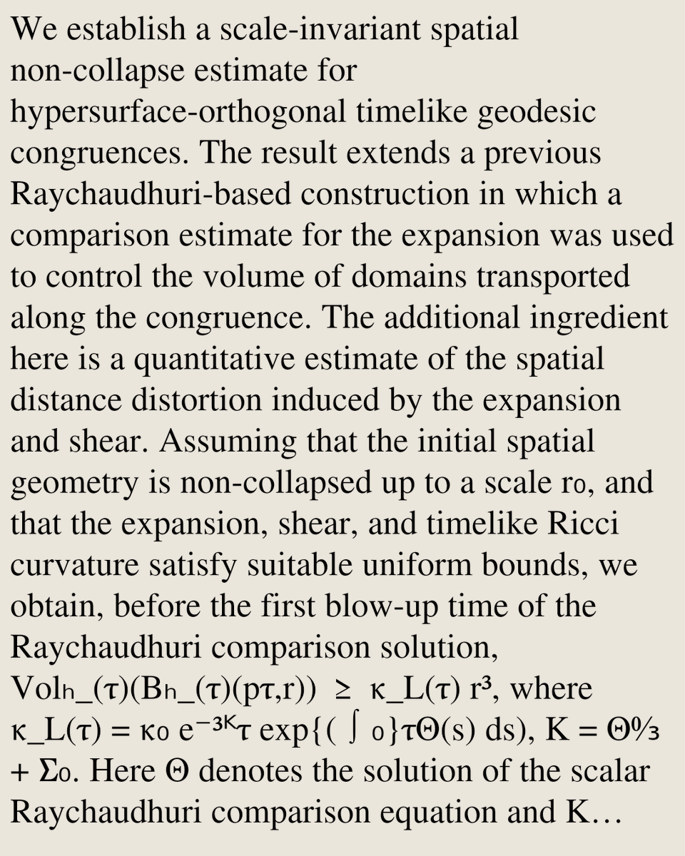 RelativityPaper's tweet photo. Scale-Invariant Non-Collapse from Raychaudhuri Comparison

Rohit Dhormare
https://t.co/AHE4pZq8Iy [𝚐𝚛-𝚚𝚌 𝚖𝚊𝚝𝚑-𝚙𝚑] https://t.co/tQe11go49J