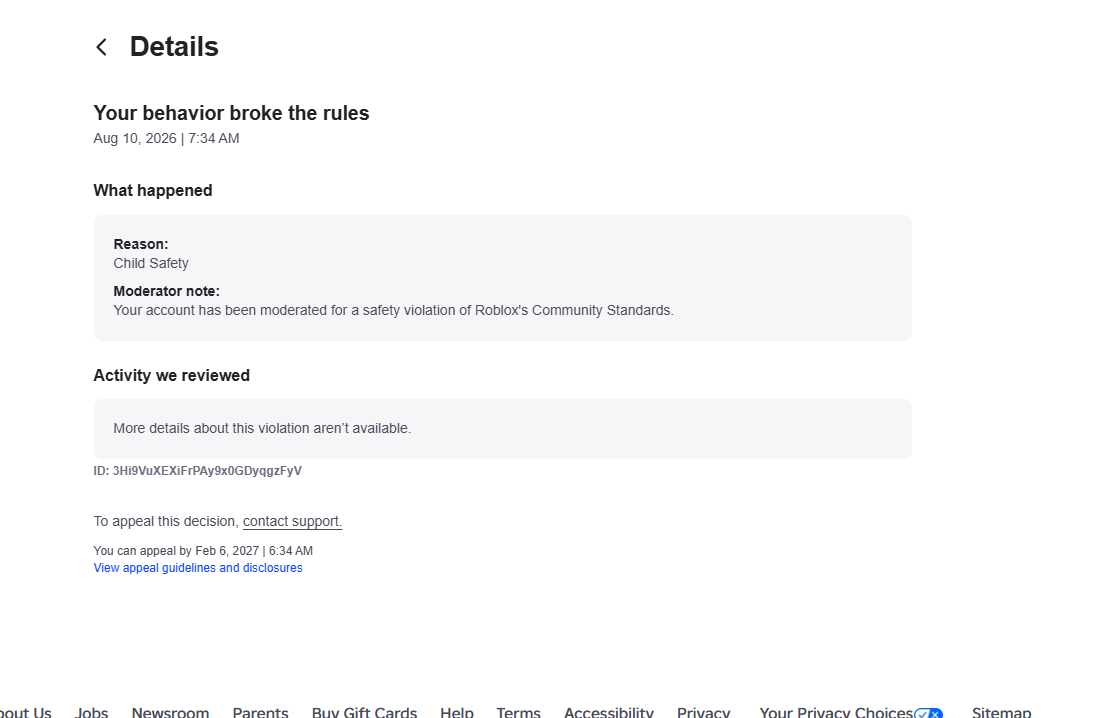 free_kpc's tweet photo. Hello,
my account, kpc, was terminated. roblox support took 54 days to reply, then told me to use the Violations &amp; Appeals page even though I can’t appeal there.
If you have the same issue, please LIKE AND REPOST.
This needs to be addressed!
#falseban #robloxban #roblox https://t.co/jayGHZNHx0
