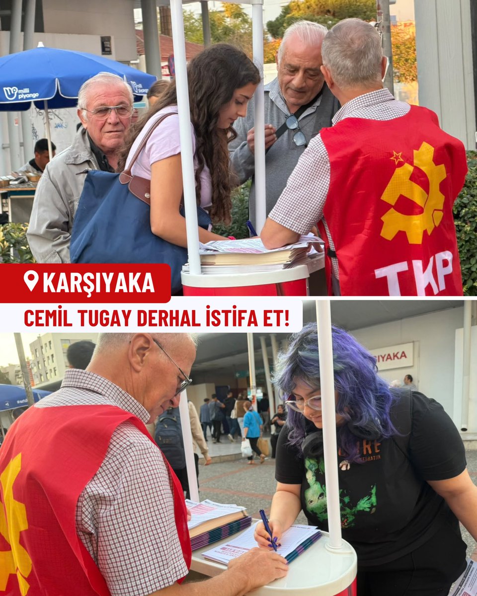 IzmirTkp's tweet photo. Cemil Tugay, İzmirlinin iradesine rağmen başkanlık yapamazsın! Derhal istifa et!

Cemil Tugay’ın AKP’ye katılmasının ardından, İzmir halkının iradesinin yok sayılmasına karşı başlattığımız “Sen de imzala!” çağrısını bugün İzmir’in dört bir yanında yineledik.

İzmir Büyükşehir Belediye Başkanı Cemil Tugay, İzmir halkından aldığı oyla yürüttüğü Büyükşehir Belediye Başkanlığı görevinden derhal istifa etmelidir.

📍Çiğli
📍Karşıyaka