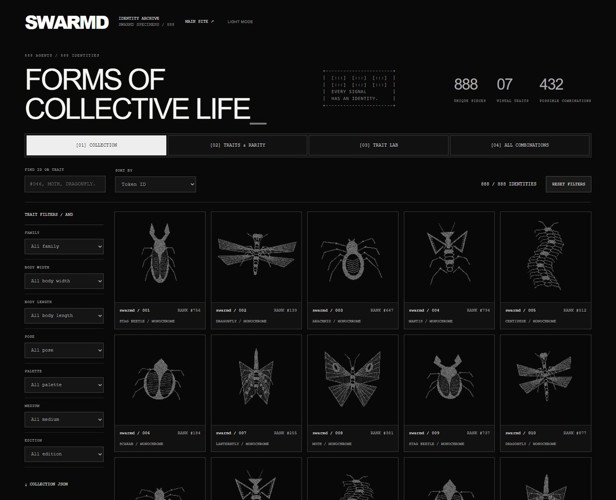 swarmdsi's tweet photo. the SWARMD collection gives our agent network a face.

monochrome creatures, rendered in ASCII. individual identities that belong to one swarm.

the art reflects how the tech works: specialized agents working together.

your NFT is your ticket to put them to work.

https://t.co/FB3tkJcsX4
