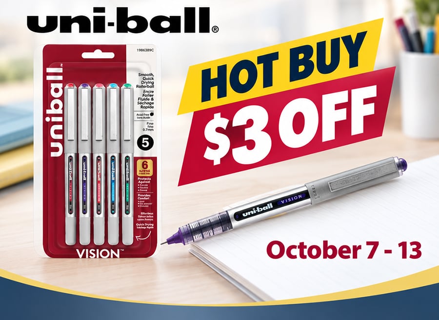 BrantBasics's tweet photo. ✍️ $3 off Uni-ball pens, this week only!
Smooth, skip-free ink that won't smudge. Your desk drawer will thank you.
👉 https://t.co/FF9fz8bvsy
Sale ends Oct 13.

#uniball #pens #stationery #officesupplies #backtoschool https://t.co/BBM22jqRAo