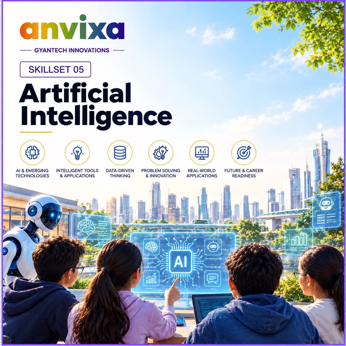 AnvixaGyantech's tweet photo. 🤖 AI is no longer just the future, it’s shaping our world today.

So why just watch the AI revolution happen? Understand it. Explore it. Build with it. 

Step into Anvixa Skillset 05: Artificial Intelligence and get future-ready. 🚀

#Anvixa #AI #FutureSkills #SkillDevelopment https://t.co/Oxv2GgP1F3