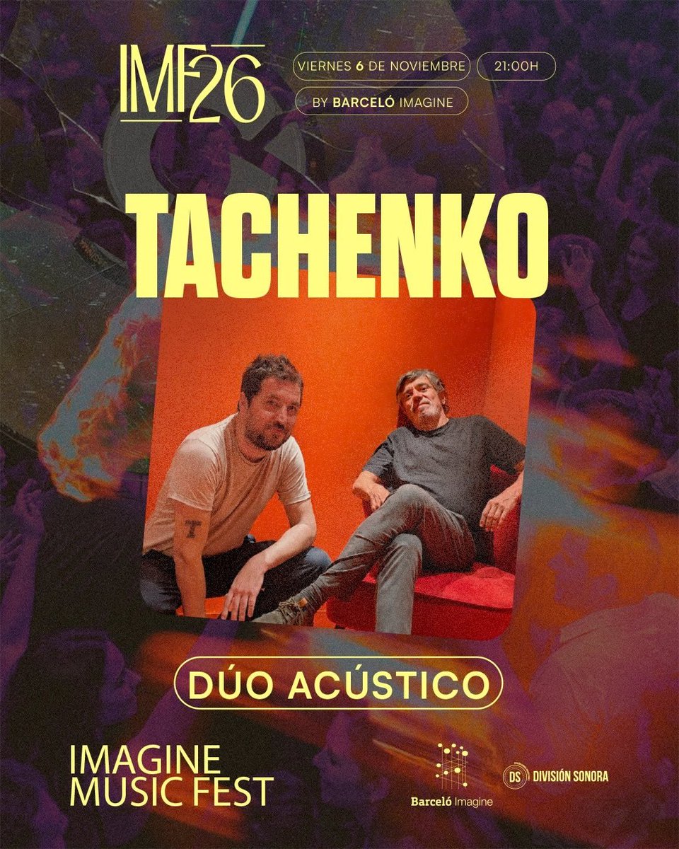 Mutick_com's tweet photo. Tachenko llega a Madrid el 6 de noviembre en @Hotelbarceloim1  dentro del ciclo Imagine Music Fest 🎶✨

Un concierto en formato dúo acústico, íntimo y con aforo limitado, para disfrutar de Tachenko en un entorno diferente dentro del Hotel Barceló Imagine.

Prom: @divisionsonora https://t.co/KV0Hxupaid