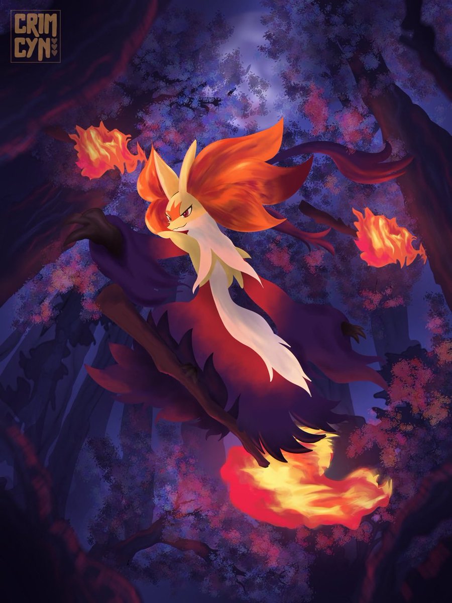 CrimcynTW's tweet photo. @VCreateArt This is a recent drawing I made of Mega Delphox ❤️‍🔥🪄 https://t.co/ghN7BptxTo