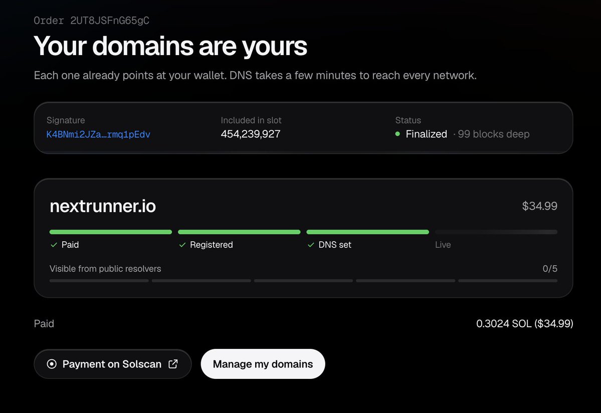 MKTPdomains's tweet photo. FIRST domain registration! 🚨

https://t.co/pbrzJjSz0k has been bought and listed on the marketplace by 94VB…ifwE https://t.co/PYx3OWZzkp