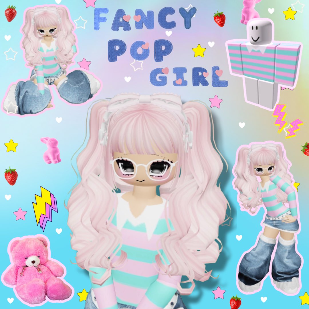 yuuu_783's tweet photo. I made an 80s-inspired retro-fancy collage! ✨ 
Styled my avatar with the pink &amp; light blue top I designed🩷🩵

ピンク×水色可愛い♡

#RobloxArt #RobloxFashion #CollageArt https://t.co/Y5c54AbdTl