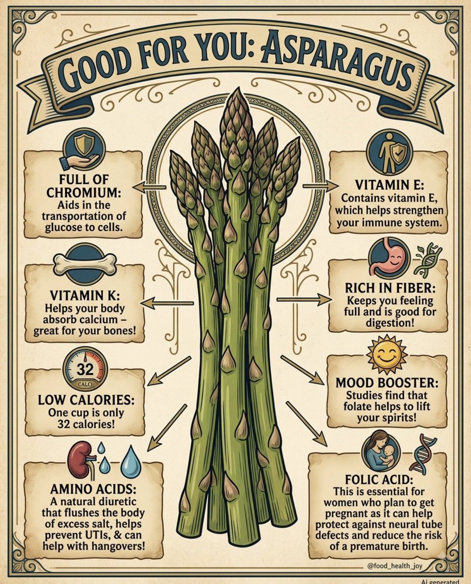food_health_joy's tweet photo. Is asparagus the most underrated veggie in your fridge?🌱

​-The Glucose Helper

-The Bone Builder

-​The Natural Detox (even ease a hangover)

​Plus, with tons of fiber and just 32 calories a cup, it's a win-win for digestion https://t.co/cL29fBaksw