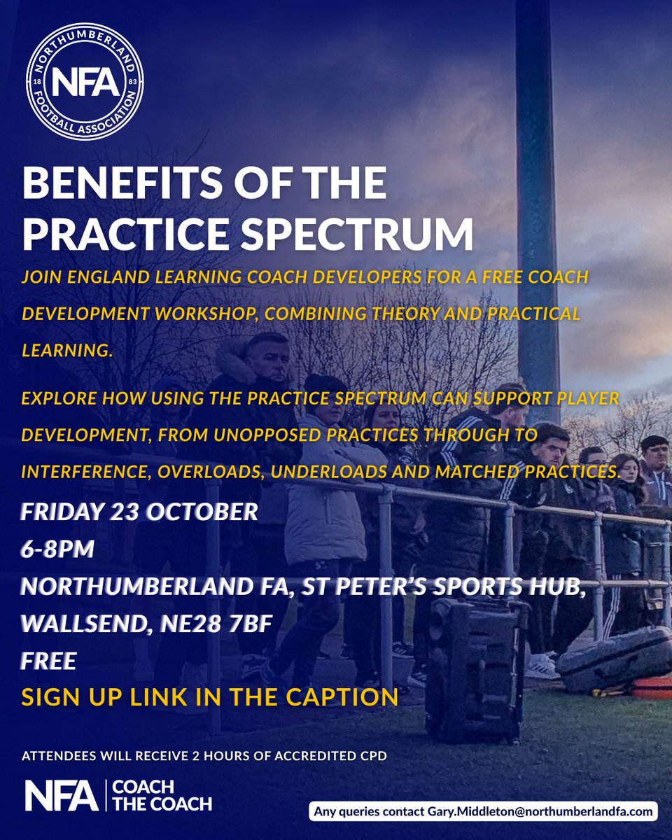 _CoachTheCoach's tweet photo. Coach Development Workshop
Benefits of the Practice Spectrum 

Focusing on unopposed - Interference practices over &amp; under loaded practices to matched up practices can support player development 

Sign-up ✍️ 

https://t.co/fHSs2RdDq1 https://t.co/xnCGeYTh1P