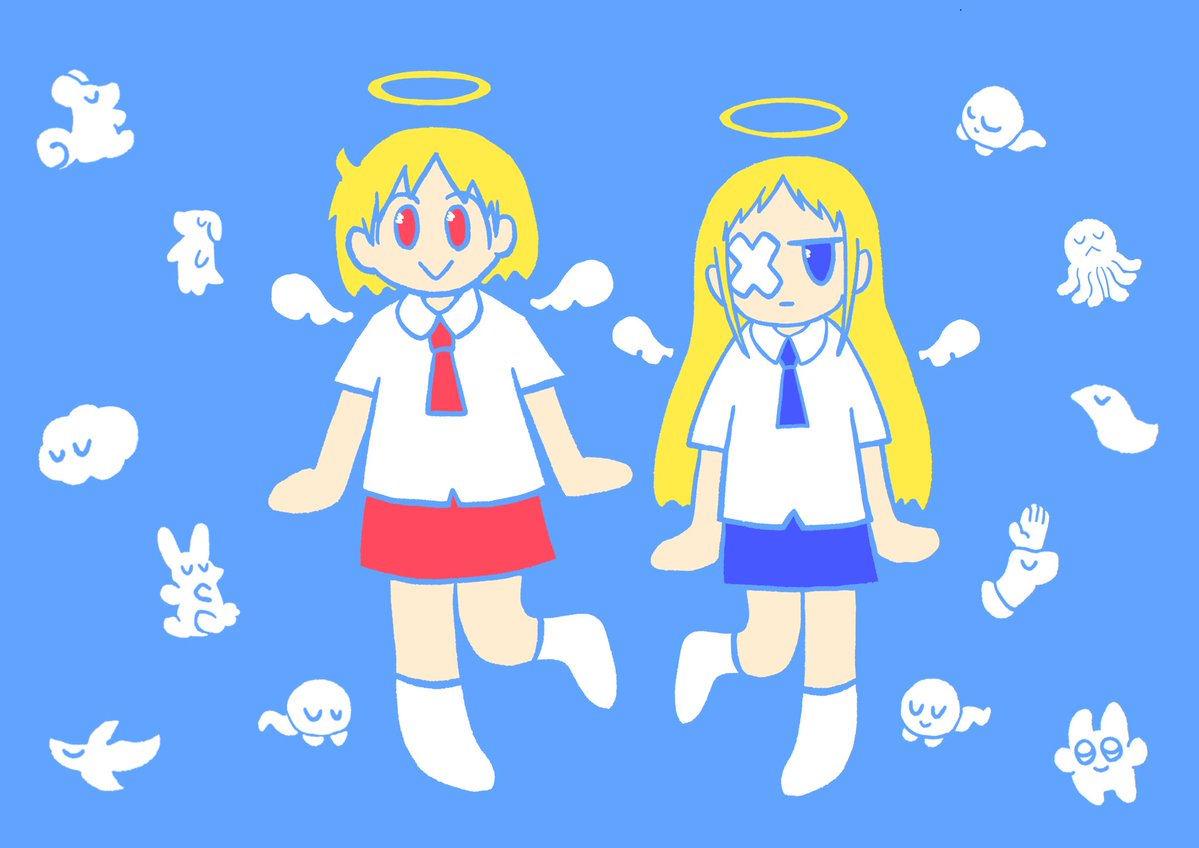 catfishwwww's tweet photo. Helvetica Standardのピノとモノアイのイラストです https://t.co/iy11RtNJ6E