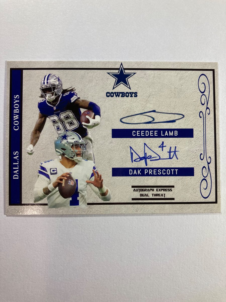 1218Sports's tweet photo. 🎁Appreciation Day Giveaway🎁

Winner Announced Monday

🔥Dak Prescott/CeeDee Lamb Autograph Express Dual Threat Auto Facsimile

To enter
1. Follow
2. Repost (No Quotes)
3. Like https://t.co/SCTs0wUouk