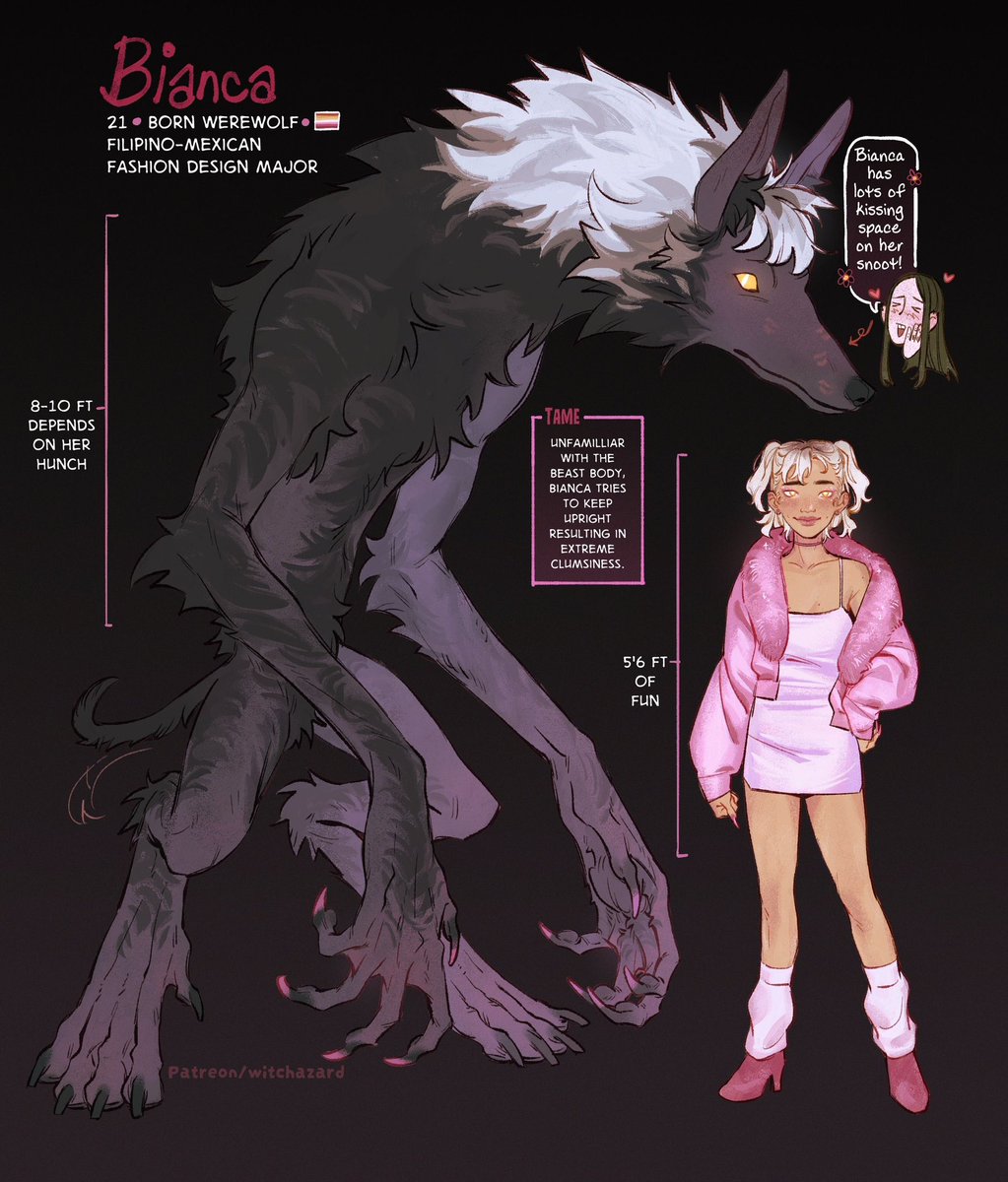 witchazard's tweet photo. Bianca’s werewolf character sheet🐺💅 (oc) https://t.co/dSlA0swXpr