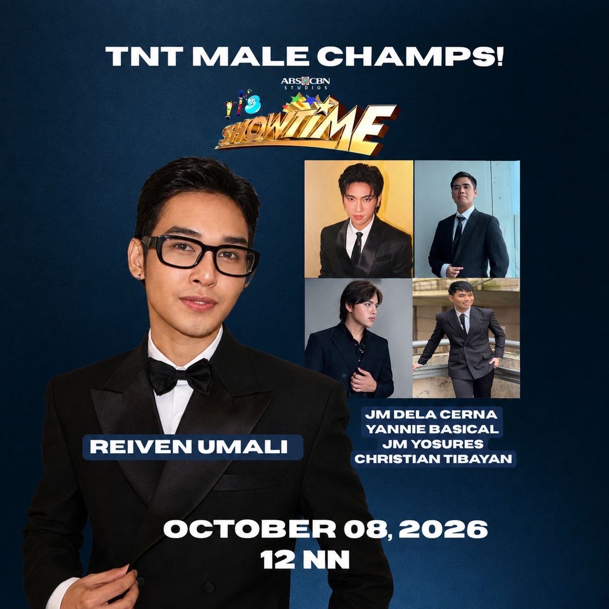 reivengerssss's tweet photo. Reiven Umali and the TNT Male Champs are back on the It’s Showtime stage! 🎙️🔥
Catch their special performance tomorrow, Oct 8! Panibagong vocal showdown na naman 'to, Madlang Pipol! ✨
@reiven_umali 
#ItsShowtime #TNTMaleChamps #ReivenUmali https://t.co/NWfpm9C6HA