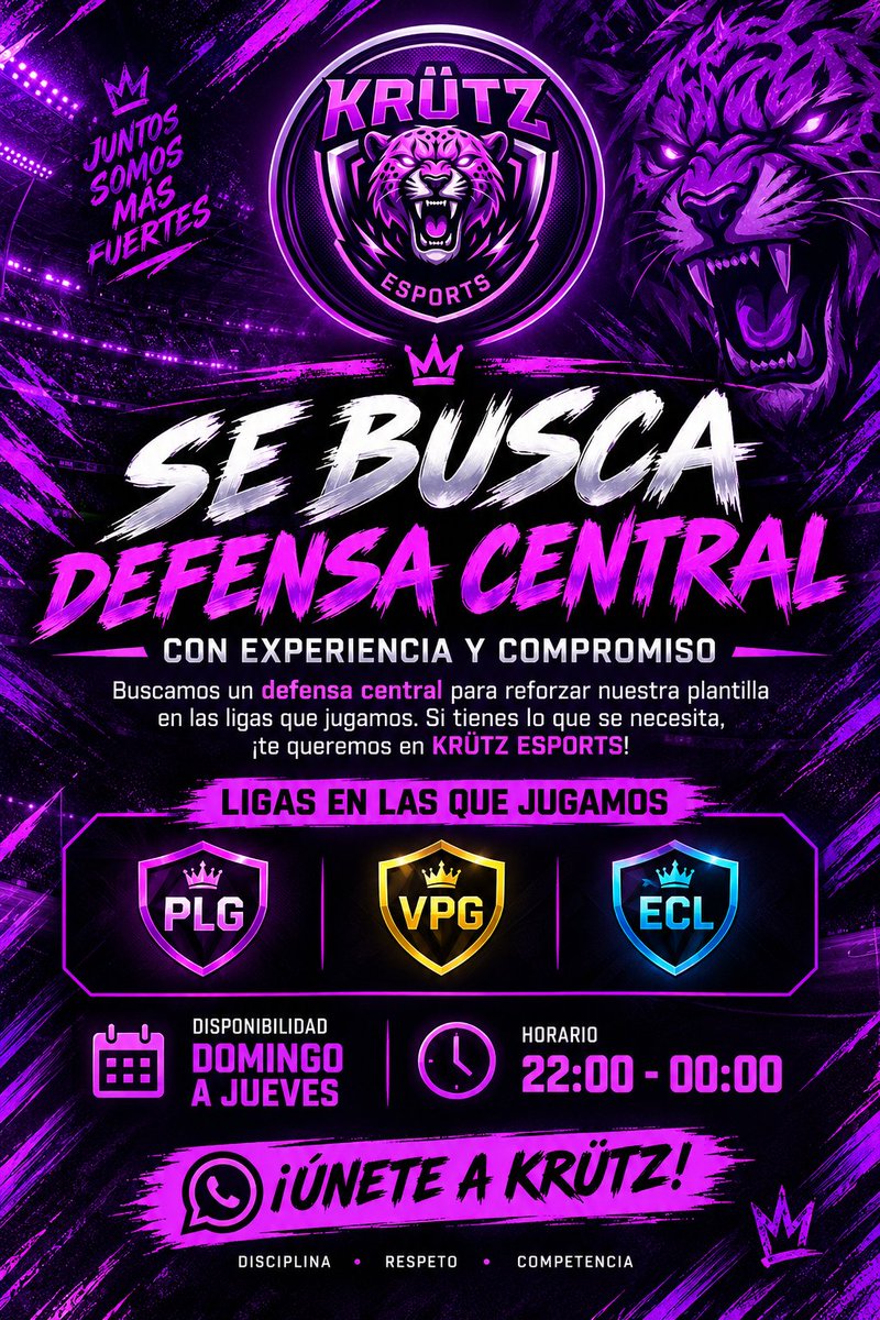 KRUTZ_eSports's tweet photo. ¡TE BUSCAMOS! 🐯🟣 https://t.co/vDn8dFbQGS