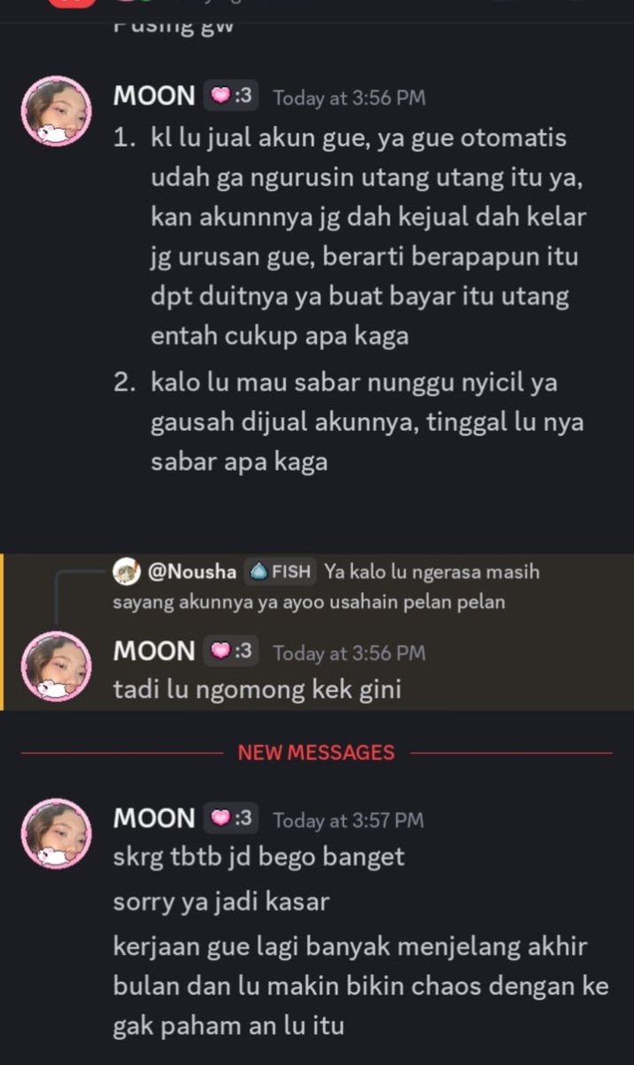 Aetheyric's tweet photo. Buat kalian yang kenal Fatmawati Alfa, tolong bilang buat bayar utangnya. ga bakal takedown muka ini sampe dia bayar dan nyelesain semuanya. 

Special tag tukang ngutang : 
@esskinno 
@moonshye
@alve1xu https://t.co/LG0b1DDp24
