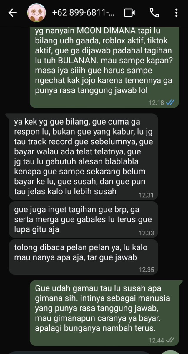 Aetheyric's tweet photo. Buat kalian yang kenal Fatmawati Alfa, tolong bilang buat bayar utangnya. ga bakal takedown muka ini sampe dia bayar dan nyelesain semuanya. 

Special tag tukang ngutang : 
@esskinno 
@moonshye
@alve1xu https://t.co/LG0b1DDp24