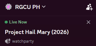 RGCUPH's tweet photo. RGCU PH is streaming Ryan Gosling movies backwards, starting today with his latest, Project Hail Mary (2026)!

We already have 24+ participants watching with us. Come join the watchparty and hang out with fellow fans!

Join us now: https://t.co/PaLFKYFgJ2 https://t.co/9huhnRnEQb