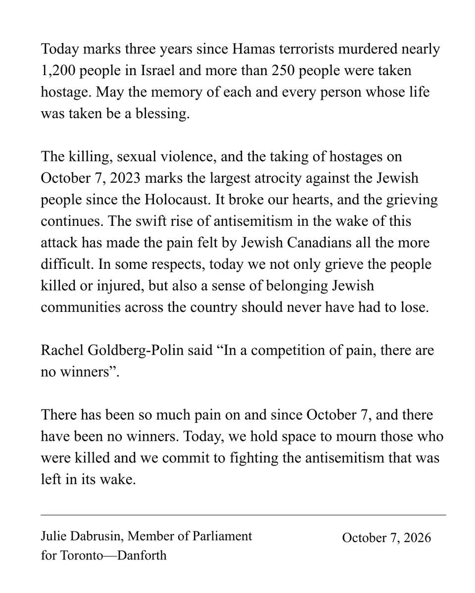 juliedabrusin's tweet photo. Three years ago, we witnessed the largest atrocity against the Jewish people since the Holocaust.

My statement: https://t.co/E9aoxYOwrL