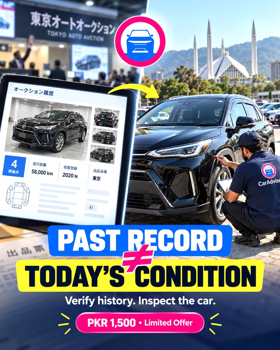 caradviserspak's tweet photo. ๐ฃ๐ฎ๐๐ ๐ฅ๐ฒ๐ฐ๐ผ๐ฟ๐ฑ โ ๐ง๐ผ๐ฑ๐ฎ๐โ๐ ๐๐ผ๐ป๐ฑ๐ถ๐๐ถ๐ผ๐ป
Auction photos show the carโs history in Japan โ not what happened after import.
๐ Verify Now: PKR 1,500 only โ Save PKR 1,450
๐ฒ CarAdvisers online
๐ WhatsApp: ๐ฌ๐ฏ๐ญ๐ฎ ๐ฒ๐ด๐ต๐ฌ๐ฒ๐ต๐ต
#AuctionSheet #JDM #CarAdvisers https://t.co/H753FUAl9a