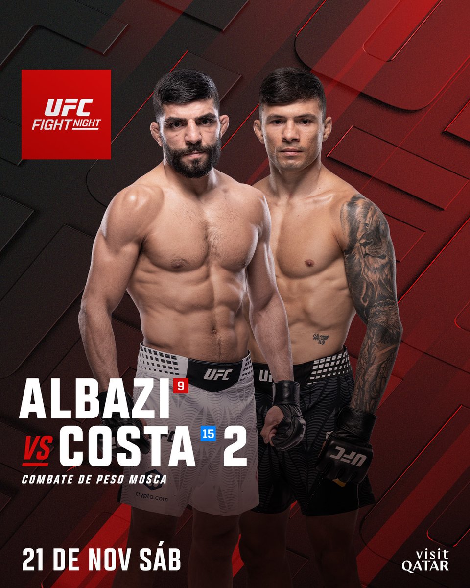 UFCEspanol's tweet photo. A subir la temperatura en Doha 🔥

#UFCQatar | @qatarcalendar | Sáb. 21 de noviembre | En vivo por @PPlusDeportes https://t.co/nMSPyf1lN7
