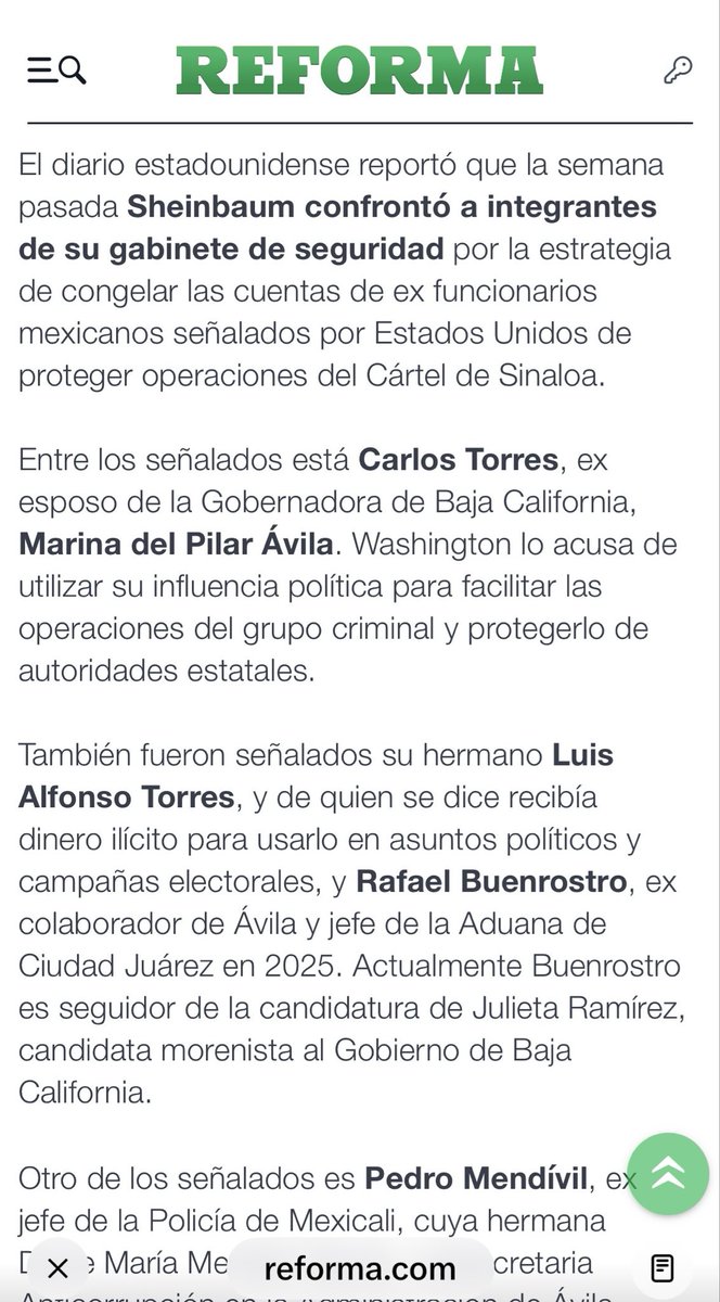 mario_dico50's tweet photo. 🔴 Lo que se comentamos ayer , de acuerdo al WSJ Sheinbaum regaña a Harfuch! Le molesta que cooperen con los EUA ! https://t.co/xp40bdBIQC