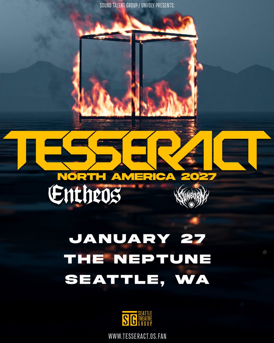 stgpresents's tweet photo. JUST ANNOUNCED: TesseracT is live with Entheos and Sunborn at The Neptune on January 27! Tickets go on sale this Friday at 10am at https://t.co/FQWA3SMLZ2. https://t.co/vGpKdUc8Cf