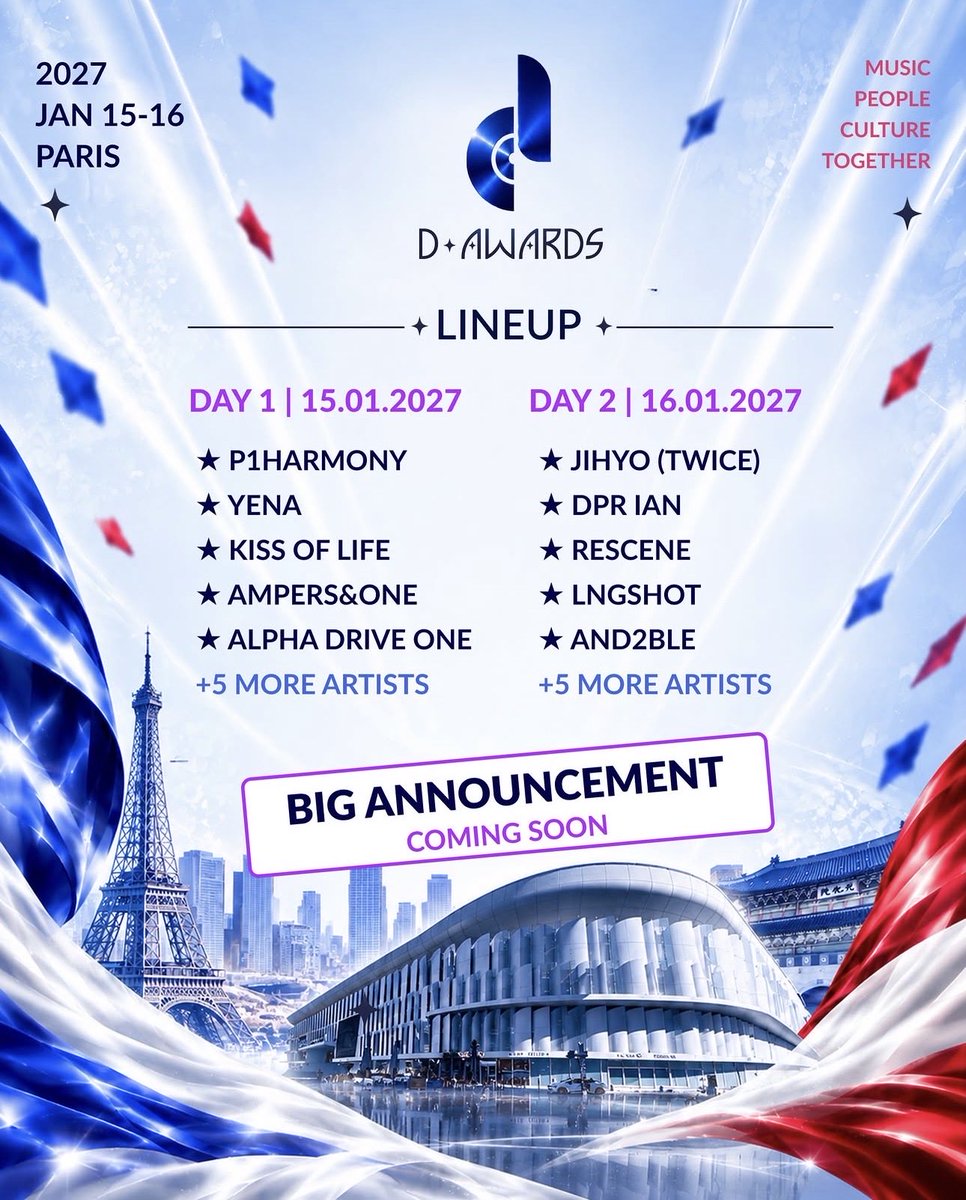 chansimper's tweet photo. D-AWARDS 2027 in paris line up program ‼️

#dawards https://t.co/eLvwk1cTVW