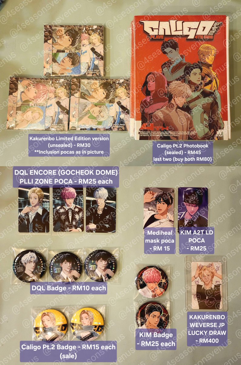 4seasonsvenus's tweet photo. WTS 🇲🇾
I hate to say this but due to sudden personal issue, I am letting go some of my precious items. Every purchase is very appreciated. 🙏

➡️Prefer postage (WM8/EM15)
➡️More than RM100 = free postage
➡️Meetup around Maluri MRT or at BKK/SG stop is discussable.
❌Fussy/spammy/joy buyer

Thank you🥰
#pasarplavemy #pasarplave 
@PasarPlaveMY

Please dm instead of reply. Some replies do not appear in my notifications :(