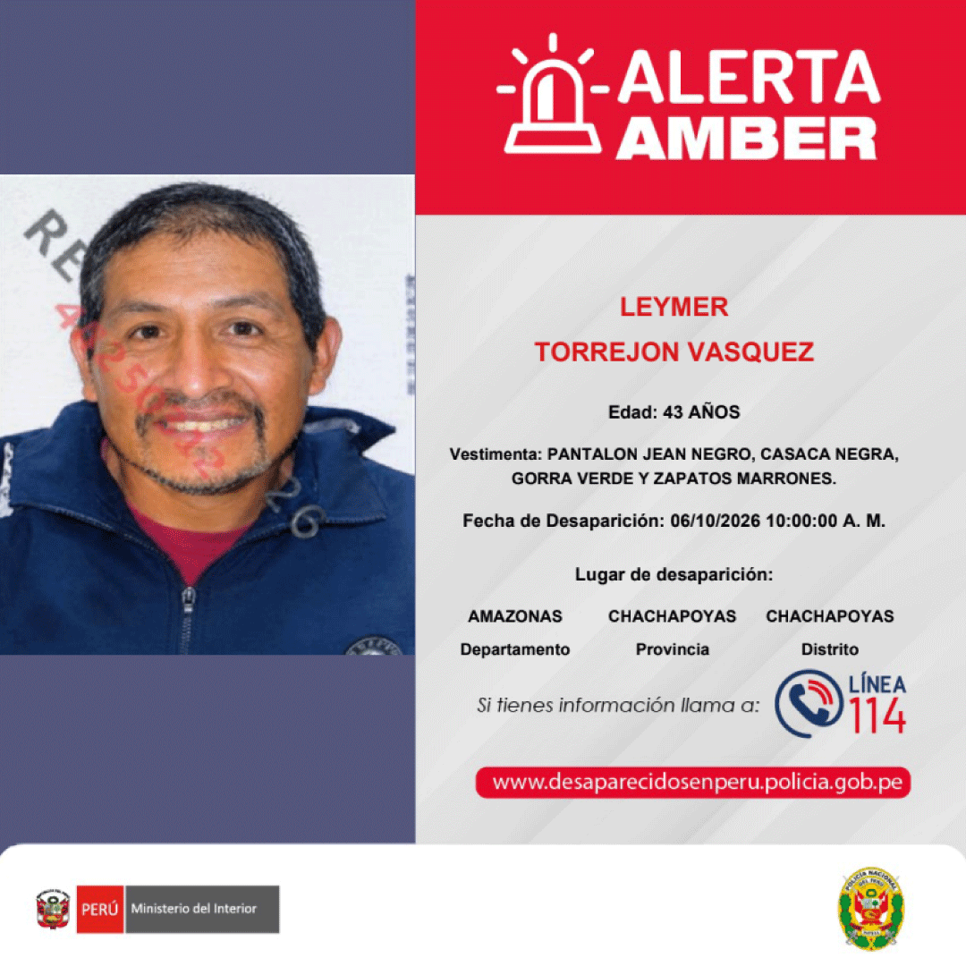 SERVIR_PERU's tweet photo. 🚨 #AlertaAmber | 🔎 Compartimos estas alertas de la Policía Nacional del Perú.

▶️ MOISES ROGELIO ALBITRES RUIZ
▶️ GENIR BOSMEDIANO VASQUEZ
▶️ LEYMER TORREJON VASQUEZ
▶️ VALERY ANTONELLA ESPIRITU HUZCO

📞 Si tienes información, comunícate de inmediato con la #Línea114. https://t.co/arng0vcdJ6
