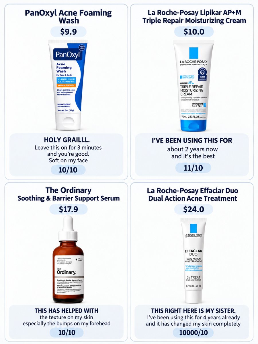 niainstyle's tweet photo. GIRLS, clear skin like hers is the goal 😭 
But with so many acne products, knowing where to start is overwhelming. These are the four products I’ve used in my own acne-care routine. 
Honestly, I wish I’d found them sooner 🤍
https://t.co/amA7kNIeJe https://t.co/zCNUvO04Q5