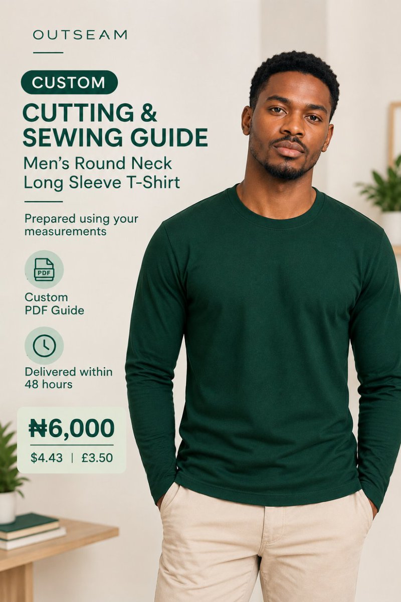 Outseam_io's tweet photo. Get your step-by-step cutting &amp; sewing written guide for this custom men’s long sleeve round neck t-shirt! 

https://t.co/R4TUhd95sb 

#menswear #madetowear #madetomeasure #customguide #patterndrafting #patternmaking #sewingpattern #diy #diyfashion #clothing #viral https://t.co/Pu5KtKvGGE