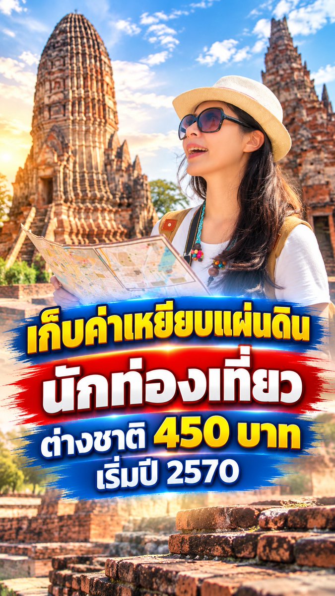 radiokolok's tweet photo. กระทรวงการท่องเที่ยวและกีฬา เตรียมจัดเก็บค่าธรรมเนียมนักท่องเที่ยวต่างชาติ 450 บาท คาดเริ่มไตรมาสแรก ปี 2570
#นักท่องเที่ยวต่างชาติ #เที่ยวไทย https://t.co/J1inlkmZjI