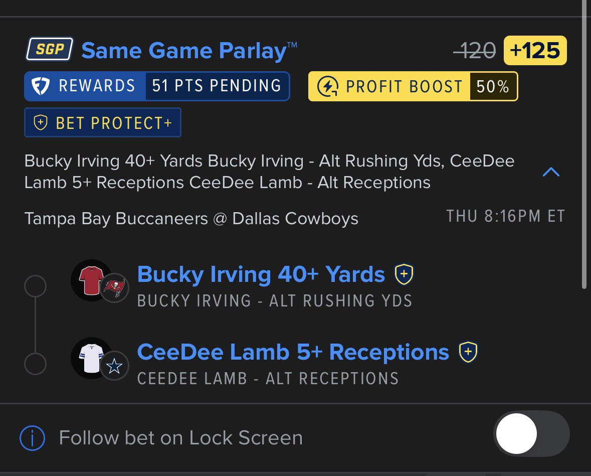 JLocksJones's tweet photo. 🚨🔒NFL THURSDAY LOCK🔒🚨

I love this play and it fits both teams agenda.

Dallas needs to put points up because their defense is weak. Lamb will be targeted and this line has hit in every single game.

On the flip side the Bucs will rely on their run game and defense to hopefully slow this game down and give them a chance to win. I think Bucky soars past this number but 40 is very safe and has hit every game. Dallas owns one of the worse rush defenses.

2 pick teaser, .5U
Apply a boost if you can
FanDuel has best value this line is already -140 on DK
